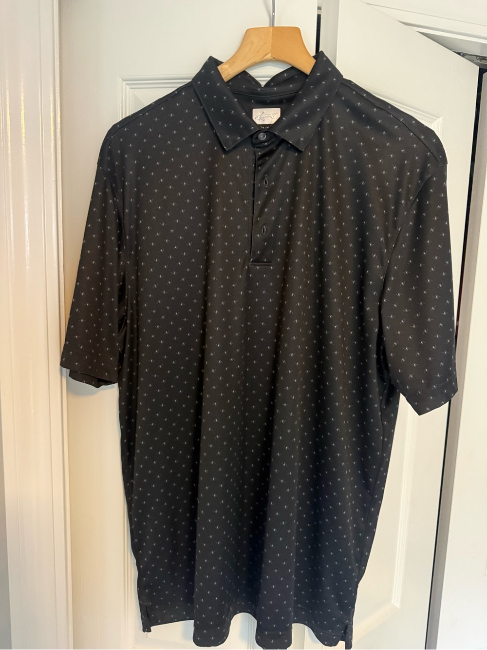 Greg Norman Collection Black Polo with Micro Dot Print